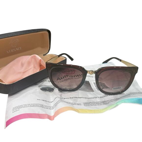 New Versace Y2K Sunglasses Tortoise Gold Medusa & Case Authenticity Certificate - Picture 12 of 16